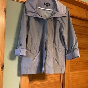 MO-KA: Lillian Lightweight Rain Jacket, Grey, Size Large.
